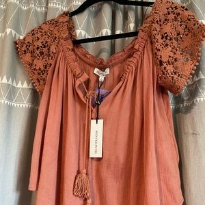 HeartLoom Off the Shoulder Pink/coral Top